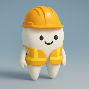A tooth wearing a hardhat