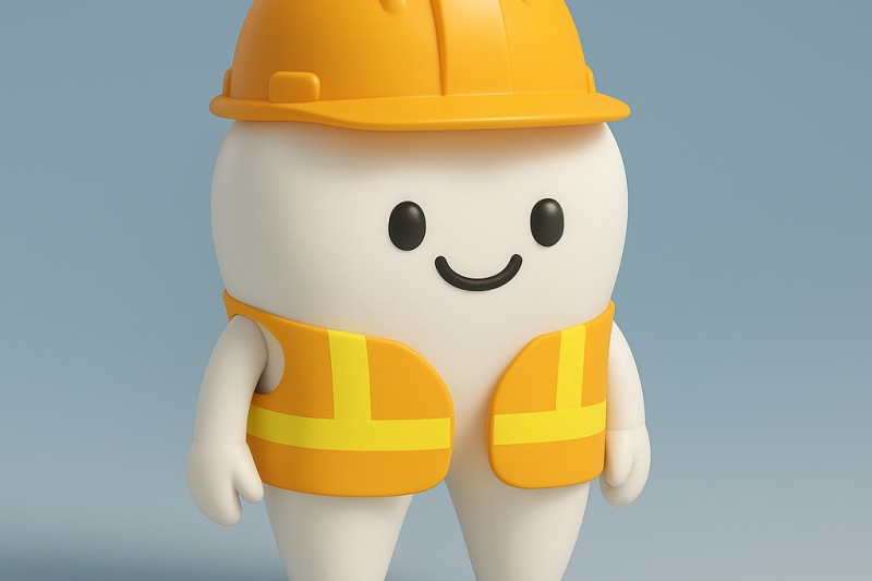 A tooth wearing a hardhat