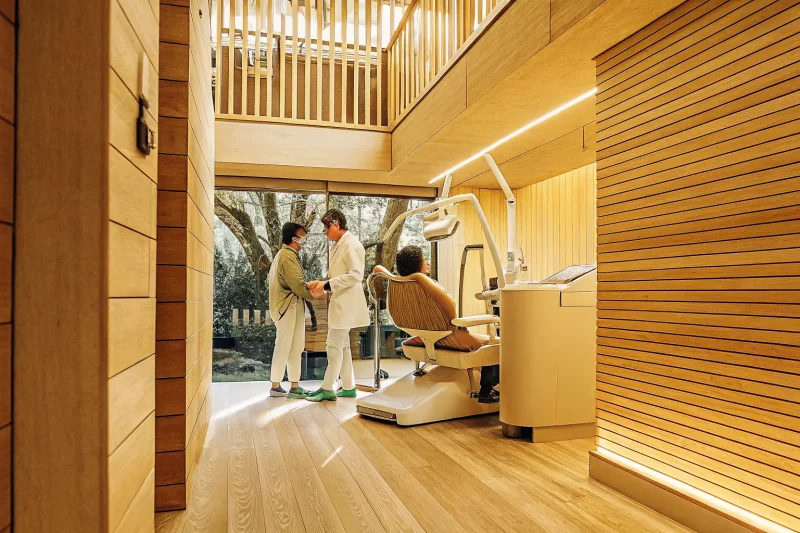 Dentist discussing All-on-4 dental implant options with a patient