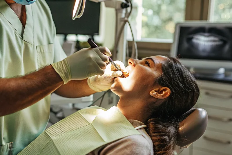 Dental implant procedure in a modern dental office with advanced digital technology